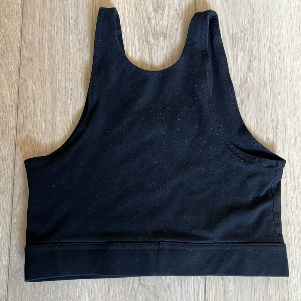 Pact Organic Black Maternity Nursing Front Crossover Stretch Bralette Size Small - Picture 4 of 9